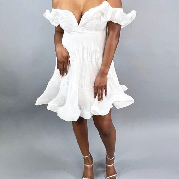 White ruffle Dress - Picture 1 of 2